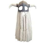 Songelt Devil Horn Beard Hat For Adult Crochet Headgear Caps Novelty Hat For Various Occasion Crochet Halloween Unique Winter Accessory