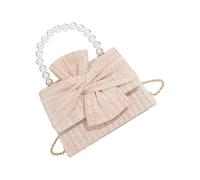 Songelt Elegant Artificial Pearls Accented Handbag For Spring Travel Practical Straw Construction Spacious Shoulder Bag Women's Stylish Shoulder Purse