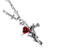 Songelt Elegant Crucifix Necklace Featuring Engraved Rose Pattern Religious Jewelry For Women Men Alloy Chain Adjustable Length Vintage Floral Engraved Crucifix Jewelry