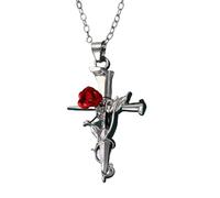 Songelt Elegant Crucifix Necklace Featuring Engraved Rose Pattern Religious Jewelry For Women Men Alloy Chain Adjustable Length Vintage Floral Engraved Crucifix Jewelry
