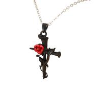 Songelt Elegant Crucifix Necklace Featuring Engraved Rose Pattern Religious Jewelry For Women Men Alloy Chain Adjustable Length Vintage Floral Engraved Crucifix Jewelry