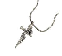 Songelt Elegant Crucifix Necklace Featuring Engraved Rose Pattern Religious Jewelry For Women Men Alloy Chain Adjustable Length Vintage Floral Engraved Crucifix Jewelry