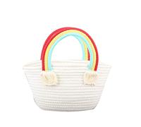 Songelt Fashion Hand-woven Rainbow Cloud Bucket Woven Bag Shoulder Bag Versatile Beach Handbag For Street Woven Beach With Handles