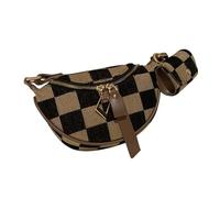 Songelt Fashionable Women's Brown Checkered Chest Pack Casual Shoulder Crossbody Bag For Commuting And Social Occasion Practical Travel Pack