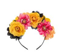 Songelt Flower&Skull Shape Headband For Women Halloween Party Hair Hoop With Veil Hairband Woman Taking Photo Hair Accessories Halloween Flower Hairband