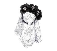 Songelt Flower&Skull Shape Headband For Women Halloween Party Hair Hoop With Veil Hairband Woman Taking Photo Hair Accessories Halloween Flower Hairband