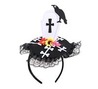 Songelt For Creative Headband Tombstone For Hair Hoop Halloween Artificial Flower Lace Skull Carnival Headdress Mardi Hair Hoop