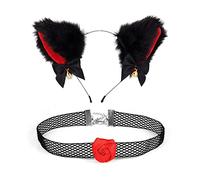 Songelt For Faux Ears Headband Cosplay Plush Furry For Ears Headwear With Choker Necklace Halloween Cosplay Cost Halloween Costume Cloak