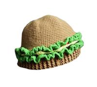 Songelt Funny Hamburger Skull Hat For Adult Unisex Skull Hat Crochet Burger Shape Headwear Halloween Costume Accessories Windproof Knitted