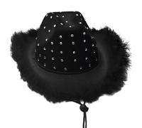 Songelt Furry Trim Rhinestones Fedoras Hat For Bachelorettes Party Carnivals Hat For Women Men Cosplay Costume Accessories Cosplay