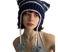 Songelt Girl Y2K-theme Party Hat Knitted Hat Balaclava-hat Thicken Devil Ear Photo Prop Crochet Crochet Hats For Women