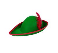 Songelt Green Bucket Caps Red Accent Feathered Premium Fabric Unisex Adult Hat For Medival Fairs Fashionable Historical Reenactment Accessory