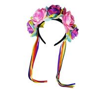 Songelt Halloween Bride Flower Crowns Headbands Wedding Tassels And Floral Hair Accessory For Costume Parties Props Girls Festival Hairbands With Rainbow