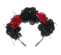 Songelt Halloween Day Of The Dead Headband Vintage Artificial Rose Flower Beaded Hair Hoop Crown Scary Cosplay Headpiece Halloween Headbands For Women Headband Hair Accessories Pumpkin Hairband Hoop