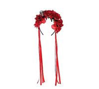 Songelt Halloween Headband Day Of The Dead Ribbon Flower Skull Hairband Cosplay Costume Headpiece For Women Festival Hair Decors Halloween Skull Headband