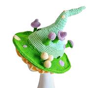 Songelt Halloween Knitted Fairy Hat With Mushroom Decor Wizard Hat Men Women Party Headgear Cosplay Festivals Party Props Modern Design Witch Knitted Witch For Women Multi Color Men Headband For Hats