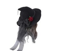 Songelt Halloween Party Witch Cap Cosplay Wizard Hat Punk Bowknot Rose Hat Party Costume Headwear Lady Festival Headdress Halloween Witch For Women