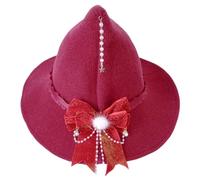 Songelt Halloween Party Witch Cap Cosplay Wizard Hat Punk Knit Bowknot Hat Party Costume Headwear Lady Festival Headdress Cosplay Witch Adjustable Costume Accessory For Women