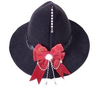 Songelt Halloween Party Witch Cap Cosplay Wizard Hat Punk Knit Bowknot Hat Party Costume Headwear Lady Festival Headdress Cosplay Witch Adjustable Costume Accessory For Women