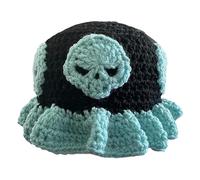 Songelt Halloween Prank Knit Hat For Adult Unisex Winter Warm Bucket Novelty Pullover Hat For Teens Festival Party Headgear Halloween Skull Handmade Crochet Skull Fisherman Costume Accessory
