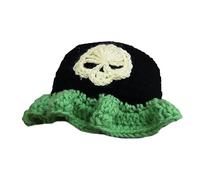 Songelt Halloween Prank Knit Hat For Adult Unisex Winter Warm Bucket Novelty Pullover Hat For Teens Festival Party Headgear Halloween Skull Handmade Crochet Skull Fisherman Costume Accessory