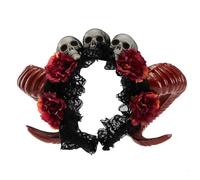 Songelt Halloween Skull Hairhoop Devil Horn Hairband Dark Series Flower Headpieces Theme Party Headband Music Festival Hairband Cosplay Headband