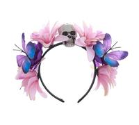 Songelt Halloween Skull Headband Punk Flower Headbands Butterfly Hairband Day Of The Dead Floral Hairpiece Cosplay Masquerad Skull Headpiece Party Accessory