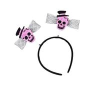 Songelt Halloween Theme Headband Sequined Skull Bowknot Hairband Cosplay Costume Headpiece Adult Festival Hair Decorations Theme Party Accessories