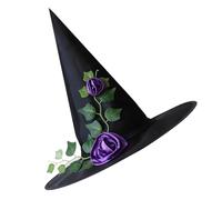 Songelt Halloween Witch Hat Delicate Black Coser Wizard Hat For Masquerade Fashion Adults Cosplay Costume Accessory Pointed Witch