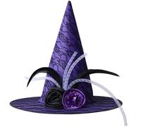 Songelt Halloween Witch Hat Delicate Black Coser Wizard Hat For Masquerade Fashion Adults Cosplay Costume Accessory Pointed Witch