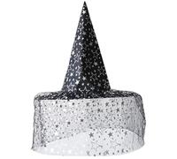 Songelt Halloween Witch Hat Delicate Black Coser Wizard Hat For Masquerade Fashion Adults Cosplay Costume Accessory Pointed Witch