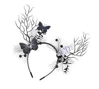Songelt Halloween Women Horn Headbands Realistic Butterfly Floral Hair Accessory For Costume Parties Halloween Headbands For Women
