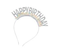 Songelt Happy Birthday Sequined Headband Glittering Powder Headband Birthday Party Accessories Hairhoop For Friend Gathering Crown Tiaras Hairband