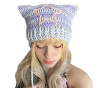 Songelt Hat Winter Casual Knitted Cap Y2K-Girl Hot Girls Picture Prop Hat With Crocheted Slouchy Ear