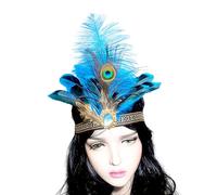 Songelt Indian Hairband Carnivals Celebration Headband FatTuesday Feathered Hairhoop 20s Flapper Stage Performances Props Carnivals Headband