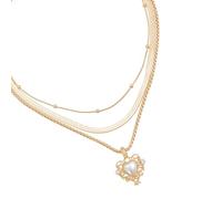 Songelt Layer Retro Styles Heart Pendant Necklace With Crystals Detail And Adjustable Length Designs Heart Charm Necklace