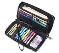 Songelt Leather Zip Wallet Change Purse Blocking Women Wallet Pouch Bag for Phone Keys Card Storage Large Size Clutch Bag Leather