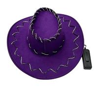 Songelt LED Flashing Cowboy Hat Western Top Hat JazzHat Headwear Women Accessories Props Halloween Party Supplies Party LED Light Up Western