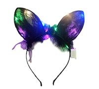 Songelt Light Up Ear Shaped Hair Hoop Cute Washing Face Hair Holder Halloween Party Costume Headwear For Children Women Light Up Headband Halloween Costume Headband Adult Headbands For Women
