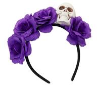 Songelt Lightweight Adjustable Skull Headpiece With Simulation Flower Costume Headwear For Adults Kids Halloween Accessories Halloween Party Headwear