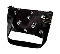 Songelt Modern Floral Pattern Shoulder Bag Large Capacity Cotton Handbag Crossbody Purse For Office Activities Lightweight Cotton Crossbody