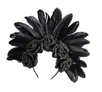 Songelt Mystical Black Feathered Headpiece With Floral Detail Hair Decoration Great For Halloween Celebrations And Performances Festive Hairband