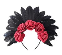 Songelt Mystical Black Feathered Headpiece With Floral Detail Hair Decoration Great For Halloween Celebrations And Performances Festive Hairband