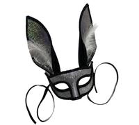 Songelt Mystical Rabbits Ear Eyemask For Adult Unisex Masquerade Half Face Cover For Halloween Cosplay Costume Accessory Adjustable Ribbon