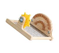 Songelt Natural Wood Interaction Bird Chewing Toy With Metal Grids Base Rotating Gear Wooden Cork Parrots Mental Stimulation Toy Parrots Chew