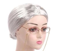 Songelt Old Lady Costume Grandma Wigs Granny Wigs Halloween Cosplays Party Old Lady Costume For Girls