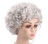 Songelt Old Lady Costume Grandma Wigs Granny Wigs Halloween Cosplays Party Old Lady Costume For Girls