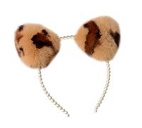 Songelt Pearl Hair Hoop Animal For Ears Headwear Furry Kitten Ears Headband Cute Headpiece Anime Fancy Dress Photo Props Kitten Hair Band For Washing Face