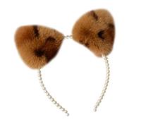 Songelt Pearl Hair Hoop Animal For Ears Headwear Furry Kitten Ears Headband Cute Headpiece Anime Fancy Dress Photo Props Kitten Hair Band For Washing Face