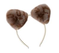 Songelt Pearl Hair Hoop Animal For Ears Headwear Furry Kitten Ears Headband Cute Headpiece Anime Fancy Dress Photo Props Kitten Hair Band For Washing Face